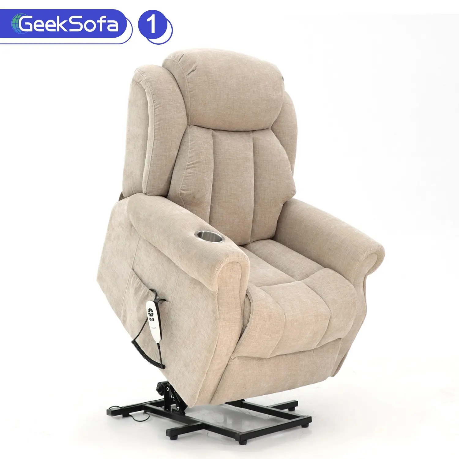 Geeks ofa Fabric Power Electric Lift Liegestuhl mit Massage und Wärme für ältere Menschen