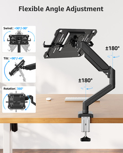 Support pour ordinateur portable pour bureau, compatible avec les ordinateurs portables jusqu'à 17 pouces et les moniteurs jusqu'à <span class=keywords><strong>32</strong></span> pouces, bras de bureau 2-en-1 avec plateau pour ordinateur portable - Product Image 3