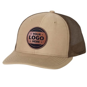 Wholesale Quick Dry Fashion Sport Hat Stick on Name Patch Custom Logo 6 Panel Unisex Snapback Cap Trucker Hat With Leather Patch