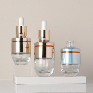 Luxury Golden Dropper <b>Bottle</b> Essential Oil <b>Bottle</b> Glass <b>Bottle</b> Customized Cosmetics Container <b>Empty</b> with Pressing Pump Head - Product Image 1