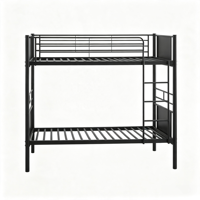 Lit superposé en métal robuste, lit en acier à double étage avec barrières de sécurité et échelle pour dortoir et chambre à coucher
