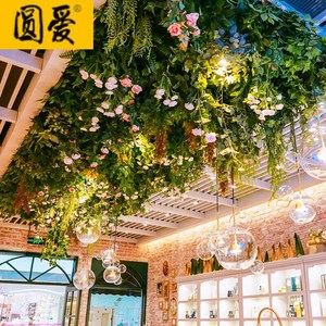 Diseño Personalizado para Cafetería o <span class=keywords><strong>Restaurante</strong></span>, Planta Verde Simulada, Techo Suspendido con Vegetación, Techo con Flores Simuladas - Product Image 6