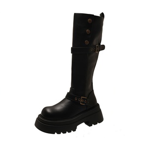 Bottes hautes <span class=keywords><strong>pour</strong></span> femme automne/hiver, style équestre, rehaussantes, à <span class=keywords><strong>talon</strong></span> compensé, avec doublure respirante, <span class=keywords><strong>pour</strong></span> silhouettes généreuses et petites - Product Image 2