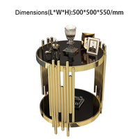 Table d'appoint moderne de luxe à double niveau, plateau en marbre/verre trempé, cadre en métal doré, table d'appoint pour salon, chambre à coucher