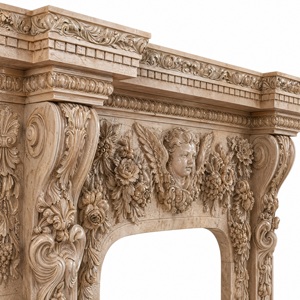 Customized Marble <b>Fireplace</b> Modern Hand Carved Luxury Classic Cream Beige Marble <b>Fireplace</b> Mantel Marble <b>Fireplace</b> Surround - Product Image 3