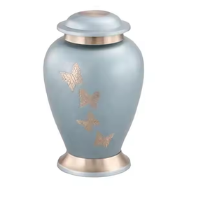 Urna Funeraria de Latón Gris para Cenizas de Adultos, Recipiente Conmemorativo Decorativo, Vaso Funerario, Urna de Almacenamiento para Entierro, Diseño Clásico - Product Image 1