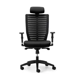 高背老板椅办公室最佳网状行政办公椅带头枕的网状办公椅