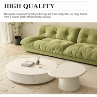 Table basse durable pour salon, petite table d'appoint moderne en forme de noix de cajou, style crème, table à thé, rangement écologique