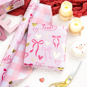 Pink Valentine's Day gift wrapping <b>paper</b> heart shaped bow gift wrapping <b>paper</b> wedding wrapping <b>paper</b> lover's gift wrapping <b>paper</b> - Product Image 4