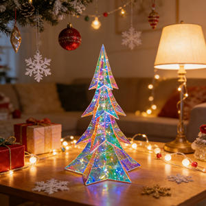Decoración Navideña de Plástico PET Iridiscente Prismático con Luces LED para Decoraciones Holográficas de Interiores y Manualidades - Product Image 3