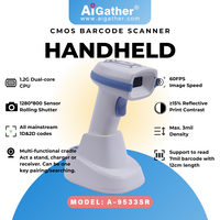 Aigather Scanner de codes à barres 2D sans fil Pistolet de balayage portable Lecteur de codes à barres QR avec berceau de chargement A-9533N