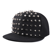 Gorra Snapback de Hip Hop con Púas Doradas y Bordado a Mano, Gorra Plana para Rapper, Unisex, Estilo Punk Rock, Streetwear, Clubwear, Gorra de Béisbol