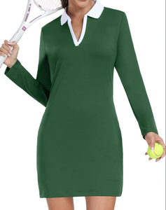 Nueva moda de manga larga para falda de Polo de tenis para mujer con cuello en V de algodón puro de alta calidad y poliéster para Polos de niñas - Product Image 1