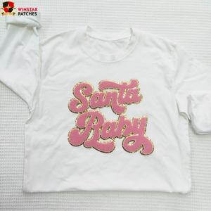 New Santa Bé Thư Nhiệt Báo Chí Vá Tùy Chỉnh Giáng Sinh Lớn Long Lanh Sequin Thêu Chữ Sắt Trên Các Bản Vá Lỗi Cho Quần Áo - Product Image 6