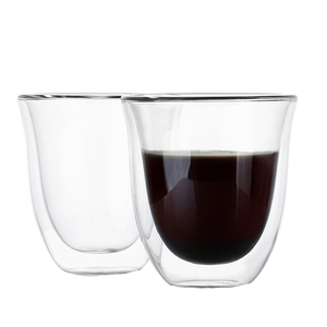 Moderno <span class=keywords><strong>trasparente</strong></span> 80ml borosilicato a doppia parete di <span class=keywords><strong>vetro</strong></span> caffè tè Cappuccino Espresso isolante bicchieri tazza e piattino - Product Image 2