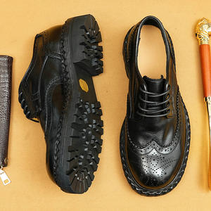 Chaussures Oxford en cuir véritable pour hommes, style business décontracté britannique, de haute qualité, lacées, fabriquées à la main, rétro, toujours tendance - Product Image 1