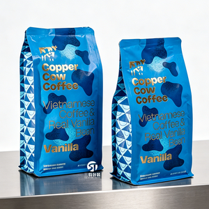 Bolsas de Café Impresas Personalizadas con Protección UV |   Bolsa de Embalaje con Fondo Plano y Cierre de Cremallera con Válvula de Desgasificación para Granos de Café - Product Image 1