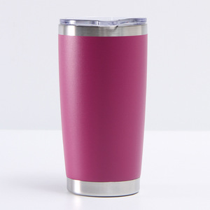 20oz Bulk Tumblers Insulated Double Wall Travel Coffee Mugs Durable Powder Coated Stainless Steel Tumblers <b>With</b> Lid And <b>Straw</b> - Product Image 5