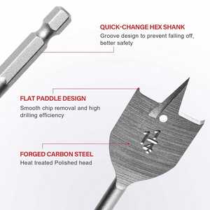 ชุดดอกสว่านแบบสปาด 1/4 นิ้ว ถึง 1-1/<span class=keywords><strong>2</strong></span> นิ้ว ทำจากเหล็กกล้าคาร์บอน พร้อมก้านเปลี่ยนเร็ว สำหรับงานไม้ - Product Image 4