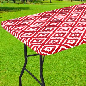 Nappe Heqi imperméable en tissu Oxford avec coins élastiques, pour pique-nique en plein air, réunion de famille, usage domestique, 60x84 pouces, motif rouge et blanc - Product Image 1