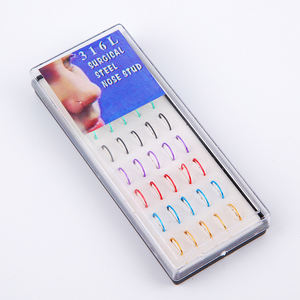 60pcs/सेट फैशन शरीर के गहने नाक अंगूठी स्टड हीरा सोने के रंग कान की हड्डी नाखून नाक संवर्धन स्टेनलेस स्टील भेदी गहने - Product Image 4