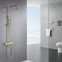 Système de douche en or brossé ensemble de douche de robinet de salle de bain en laiton de luxe