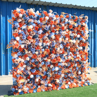 A-FW004 Mur de fleurs artificielles en gros 2,4 m x 2,4 m Panneaux muraux de roses en soie Décoration de fond mural enroulable