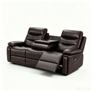 Sillón Reclinable de Cuero Sintético Color Chocolate Moderno, Directo de Fábrica, con Función de Deslizamiento, para Sala de Estar 3+2+1 - Product Image 1