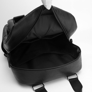 Haocheng Men's <b>Backpack</b> <b>Large</b> Capacity Soft Leather Laptop Bag Business Casual Unisex Black Solid Color Summer 2025 - Product Image 4