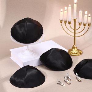 Kippa en satin Étoile <span class=keywords><strong>de</strong></span> David pour Hanouka, vente en gros, pour hommes et femmes, Yarmulke Kippot, <span class=keywords><strong>chapeau</strong></span> juif pour cérémonie, souvenir avec clip - Product Image 6