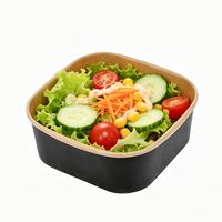 Bol en papier kraft personnalisé avec logo, bol en papier jetable, bol à salade en papier robuste et biodégradable, anti-fuite, 1100 ml, fourni par l'usine