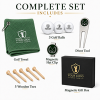 Coffret Cadeau de Golf Personnalisé avec Logo pour Tournoi d'Entreprise : Balles de Golf, Tees en Bois, Serviette, Marqueur de Balle, Outil à Divots et Boîte Magnétique