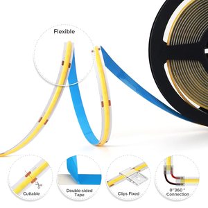 Großhandel Weiß 6000K 4000K 2700K Cri 90 Free Cut Cob <span class=keywords><strong>LED</strong></span>-Streifen 12V 24V 8mm Flexibel Dimmbar Adressierbar Cob <span class=keywords><strong>Led</strong></span> <span class=keywords><strong>Strip</strong></span> <span class=keywords><strong>Light</strong></span>