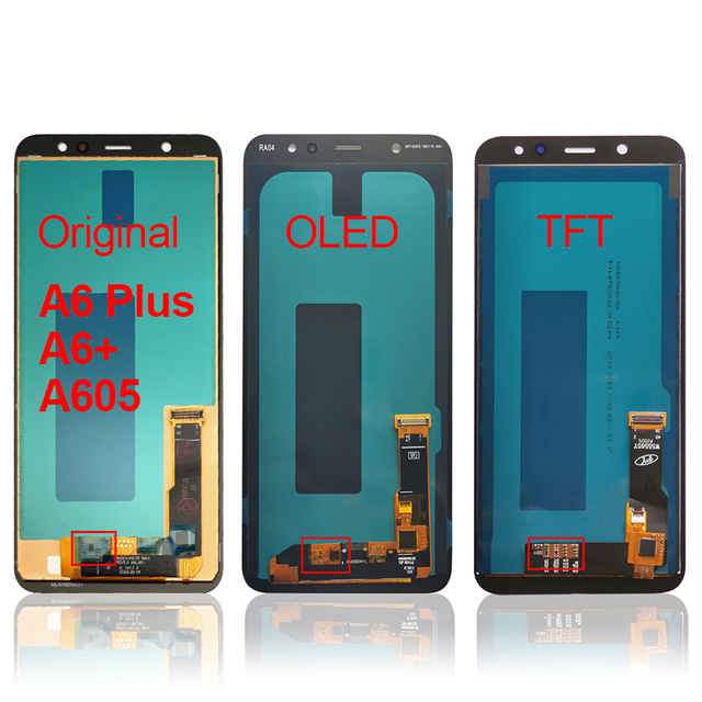 Mobile Phone LCDs Original Quality OLED TFT Replacement Parts A6+ Touch LCD A6 Plus 2018 A605 Display Screen for Samsung A605F