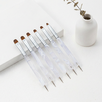 Prix de gros - Ensemble de 6 pinceaux de luxe à double extrémité avec manche transparent en plastique et stylo à points pour manucure au gel UV