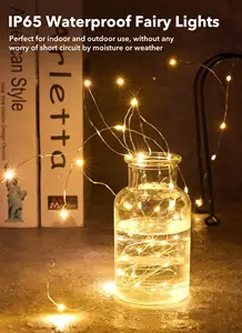 Lampu dekorasi Led kawat tembaga, lampu dekorasi Natal liburan, lampu tali peri luar ruangan, 2M 20Led baterai