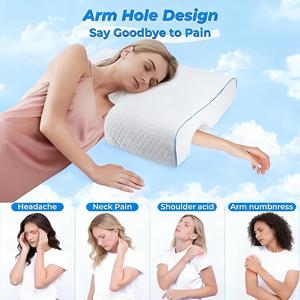 Oreiller ergonomique pour couple avec découpe pour le bras - Mousse à mémoire de forme respirante pour un confort de co-dodo - Product Image 2