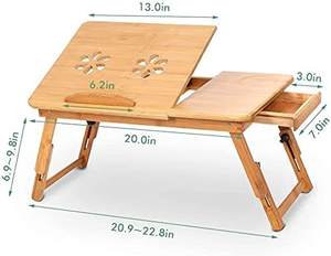 2023 Venta caliente plegable ajustable Laptop Lap Desk Notebook Computer Holder Stand plegable bambú Laptop Table Tray para cama - Product Image 2