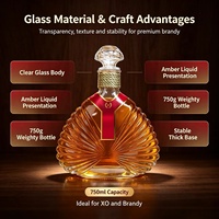 Bouteille à vin en verre simple et moderne 750 ml, bouteille en verre adaptée au brandy XO avec bouchon.