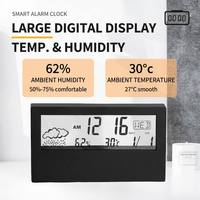 Réveil électronique créatif personnalisé, station météo, calendrier perpétuel, thermomètre, écran LCD, design transparent, parfait