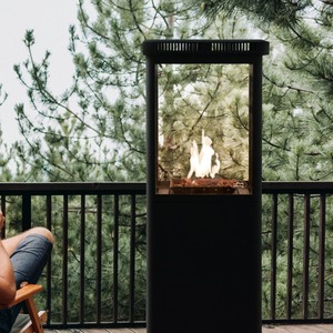<span class=keywords><strong>Chimenea</strong></span> de Gas de Patio Moderna, Independiente, con Llama de Torre, Negra, de 8KW, de Hierro, para Exteriores, de Propano, para Patios - Product Image 1