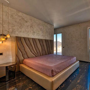 Nuevo diseño moderno de lujo estilo italiano estampado de leopardo cuero cama trasera Simple de gama alta Villa dormitorio de lujo cama doble para el hogar - Product Image 5