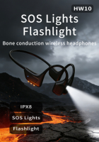 Casque à conduction osseuse étanche IPX8 avec crochet d'oreille, lecteur MP3 sans fil, lampe de poche et lumière de sécurité SOS pour la natation et la course à pied