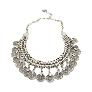 Bohème gitane argent pièce de monnaie tour de cou bavoir collier géométrique lien chaîne amour affaire déclaration frange Style turc gros élégant - Product Image 4