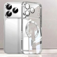 Coque de téléphone transparente à placage magnétique pour iPhone 17 Pro Max, 17, 16, 15, 14, 13, 12 Pro, 17 Air, avec protection de l'appareil photo et compatible charge sans fil