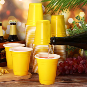 Bpa-miễn phí dùng một lần Màu Đỏ đôi tường nhựa Đảng cup tùy chỉnh phân hủy sinh học ly với logo cho dã ngoại đám cưới thanh - Product Image 5