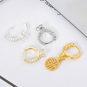 <b>Clip</b>-on Earrings Copper Alloy Micro Insert Round Women's Jewelry Accessories 18K Gold Plated 14K Gold Plated DIY Fashion - Product Image 2