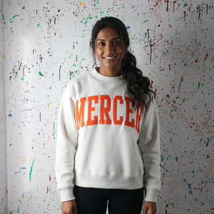MERCER ASH GREY <b>Mock</b> <b>Neck</b> Sweatshirt 100% Cotton Applique Embroidery wide <b>neck</b> Sweatshirt sorority wear Finer Threads - Product Image 1