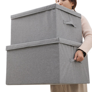 Clothing Organizer Fabric <b>Storage</b> <b>Boxes</b> Rectangle Gray With Lid For Wardrobe Toy And Clothing <b>Storage</b> - Product Image 5