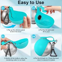 Nouvelle bouteille d'eau portable pliable isolée en acier inoxydable 304 pour animaux de compagnie, écologique, moderne, imperméable, 285 ml, pour chiens